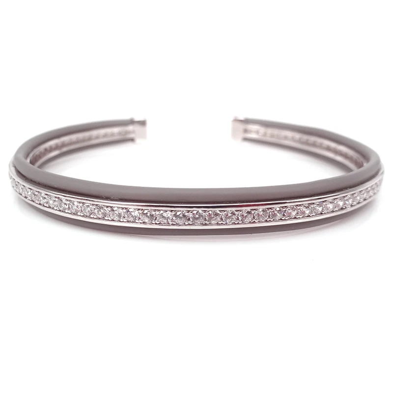 Protecding Riviere браслеты wristgame, с покрытыем цвета чистого 24 каратного золота браслеты манжетного типа микро проложить Черный CZ незамкнутные браслеты горящие Кожаные браслеты для Для мужчин - Окраска металла: as image