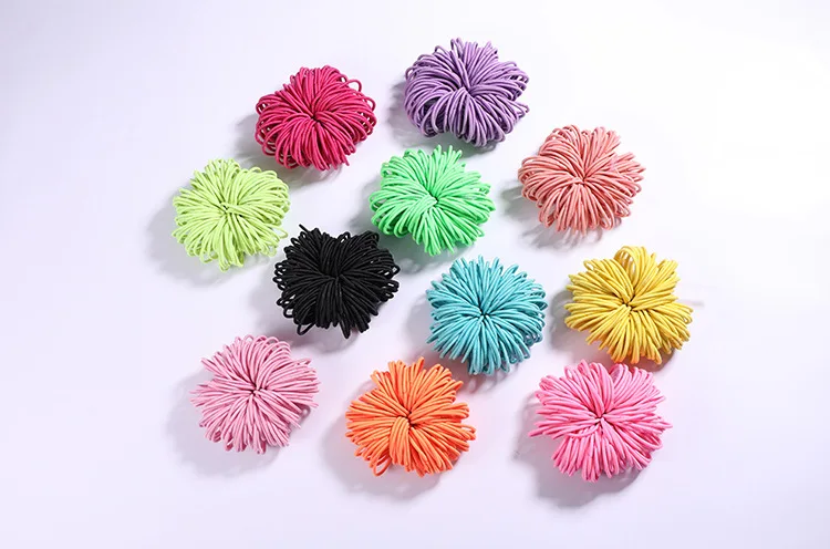 New 100PCS/Lot Girls Candy Colors Nylon 3CM Rubber Bands Children Safe Elastic Hair Ponytail Holder Kids Accessories | Детская одежда и