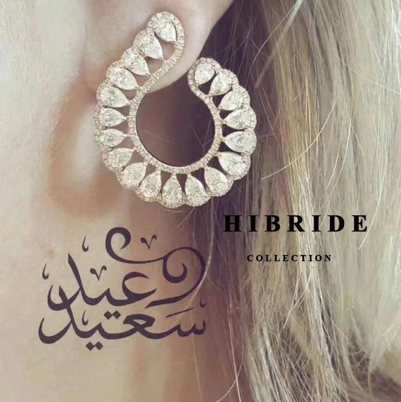 

HIBRIDE Clear Brazil Style Women Stud Earrings Cubic Zircon Plant Wedding Earring Brincos Fashion Jewelry E-451