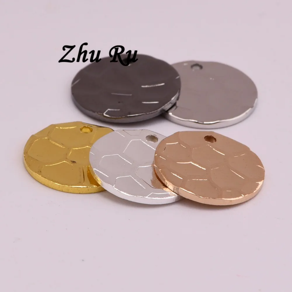 ZHU RU 10 шт./лот 12 мм золотой цвет круглый Сферический узор поверхность диск для