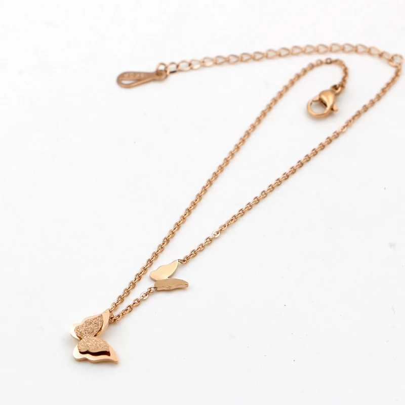 

Women Beautiful Butterfly Rose Gold Colour Stainless Steel Anklet