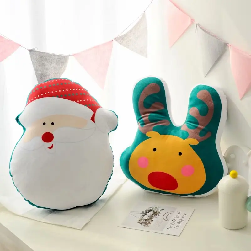 

Santa Claus & Reindeer Plush Toy Pillow Cushion Stuffed Christmas Gift Pillow Toy Sofa Cushion For Children Or Home Decoration