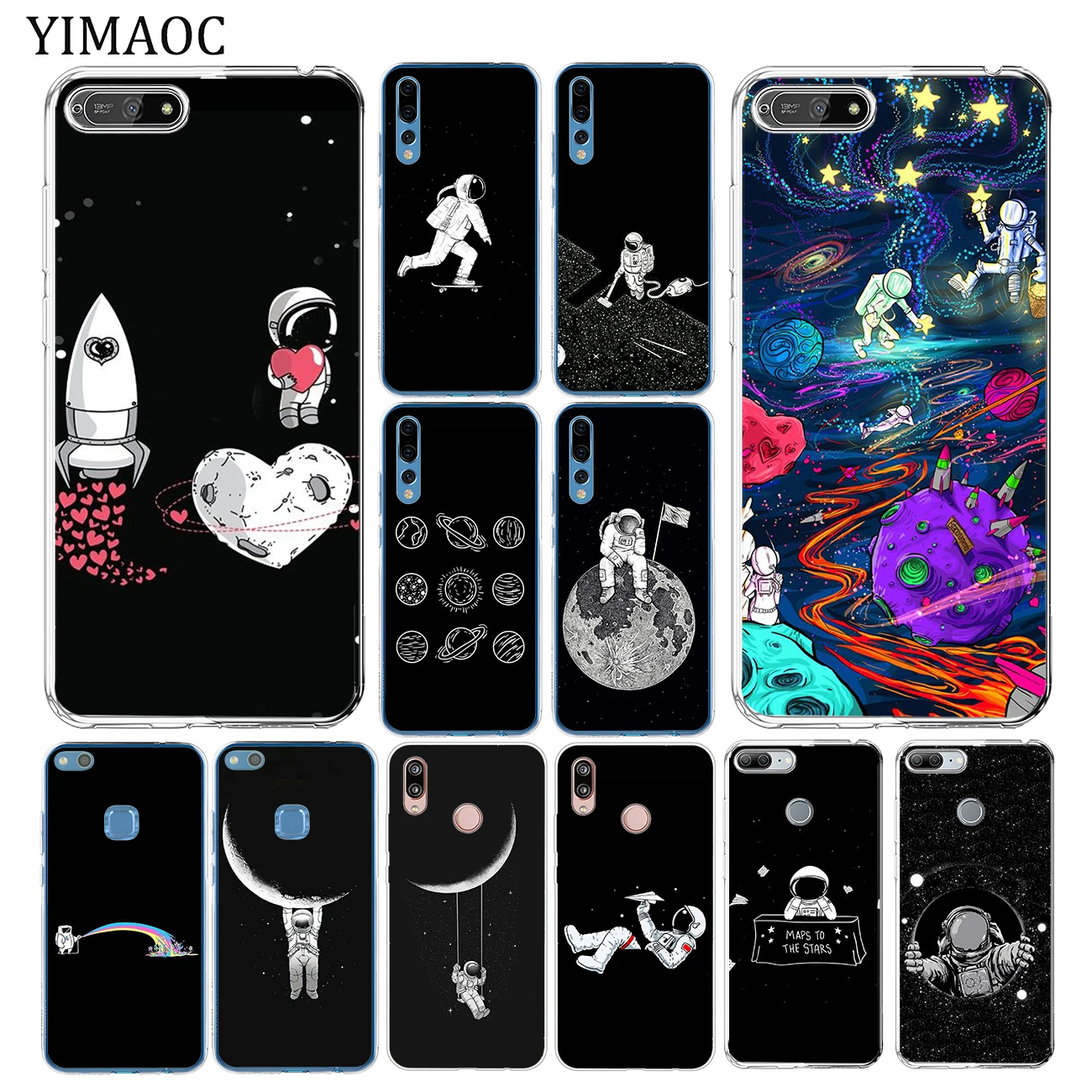 Мягкий чехол moon astronaut universe Starry star Space для Huawei Y7 Y6 Y9 Prime 2018 Honor 20 10 8 8C 8X 9X 9 Lite 7X 7C 7A