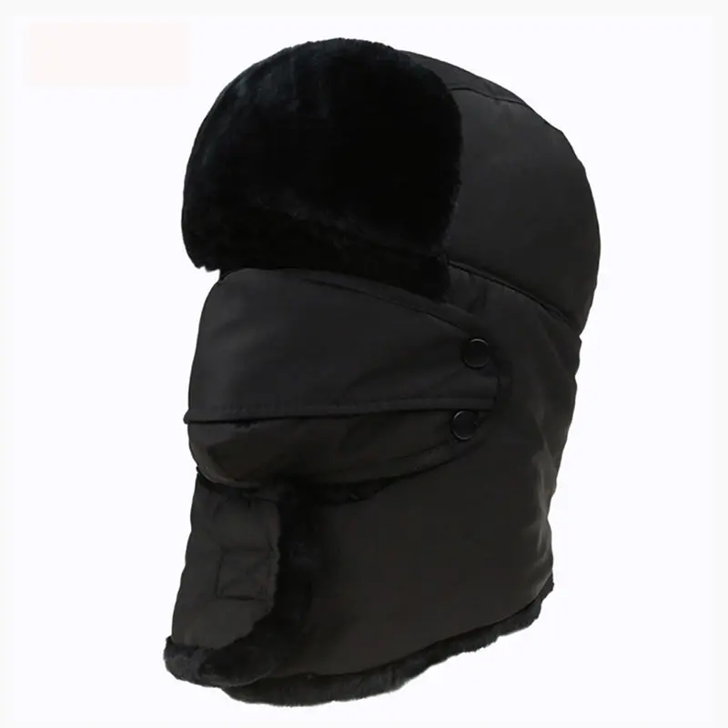 Фото Уличные зимние шапки-бомберы для мужчин и женщин Ветрозащитная маска с