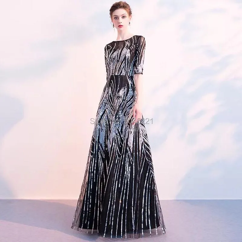 Дубай дизайн вечерние платья с блестками Длина до пола блестящие Robe De Soiree