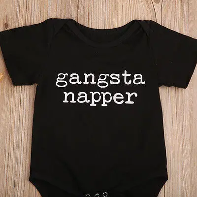 Gangsta/хлопковый комбинезон для маленьких мальчиков черный с короткими рукавами