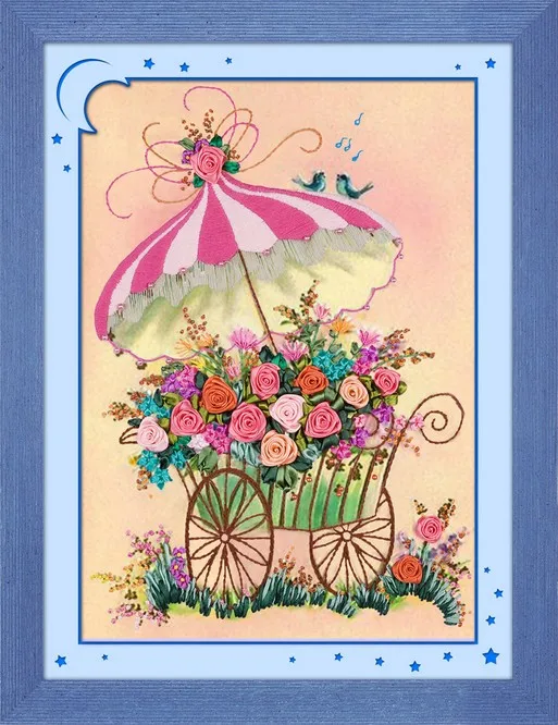 Прозрачный запас очень дешево набор для Набор вышивки лентами розовые цветы