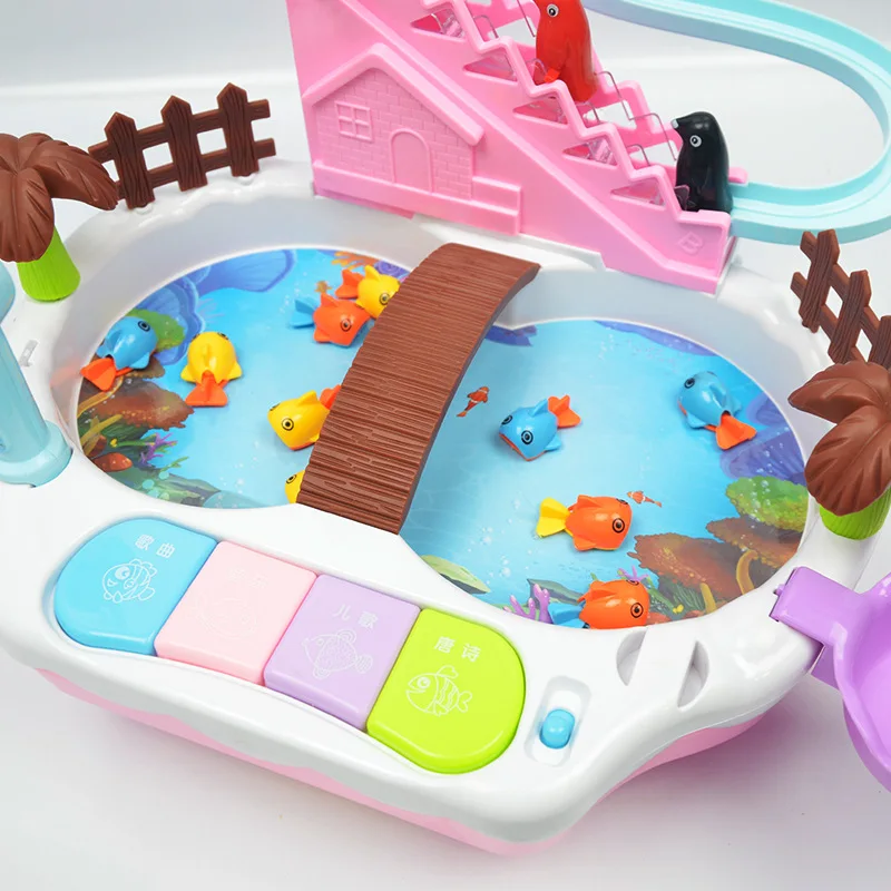 Indoor Swimming Pool Children's Magnetic fishing toys Bath Playing multi-function electric plates music water Game Toy | Игрушки и