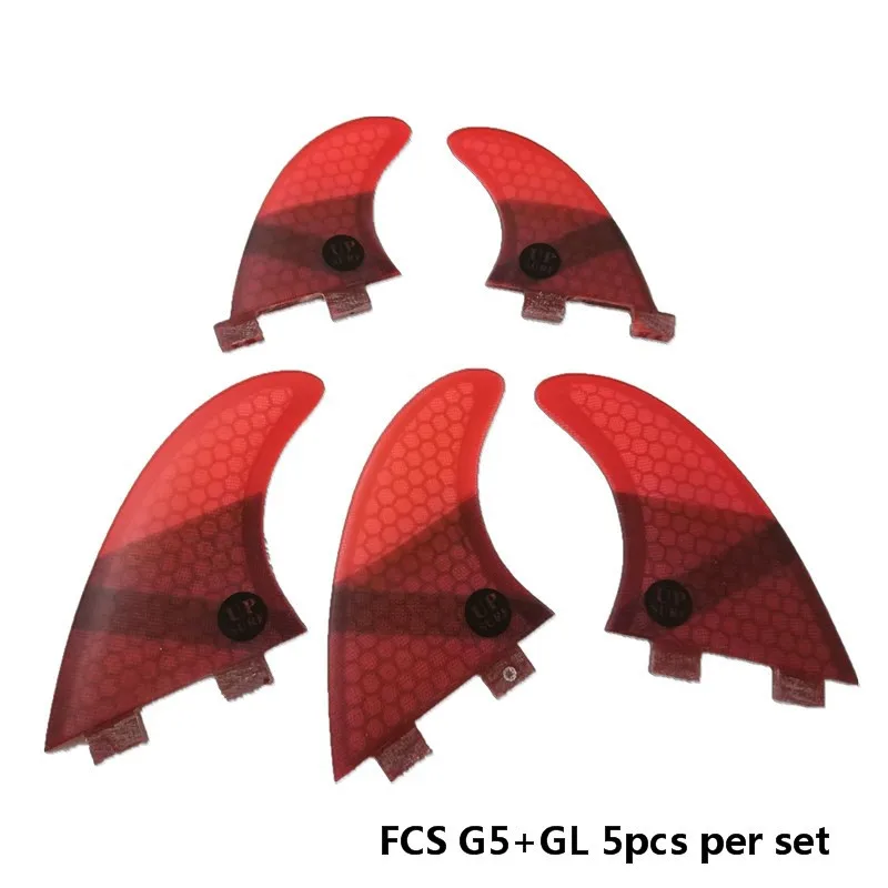 Серфинг 5 шт. FCS плавники G5 с GL сотовый плавник стекловолокно + Зеленый Черный