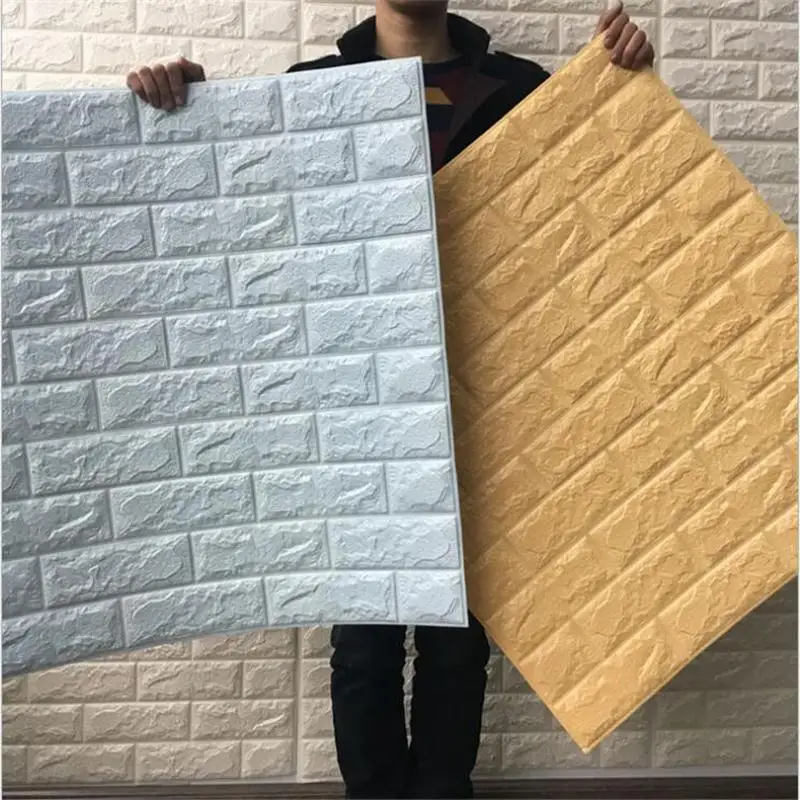 70*77cm PE Foam Decorative 3D Stone Brick Wall Stickers For Living Room Home Decor Kids Safty Mural Self Adhesive DIY Wallpaper