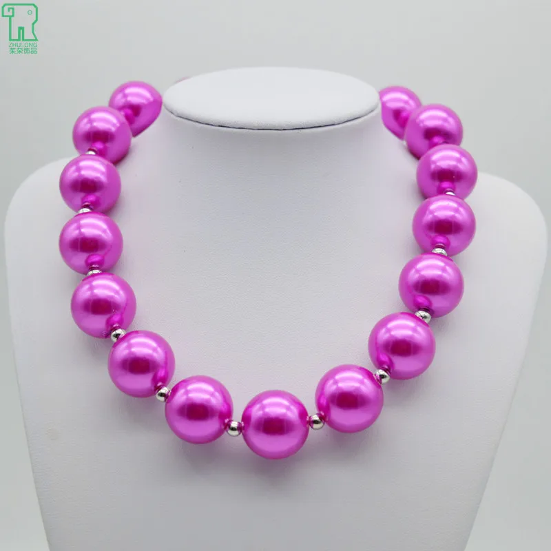 

wholesale 5PCS Kids Girls Big Pearl Necklace Princess Chunky Bubblegum Beads Necklace New Fashion Children Pearl Jewelry