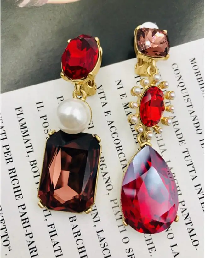 CSxjd High Quality Luxury Crystal pearl mix and match asymmetric without pierced ears ear clip | Украшения и аксессуары