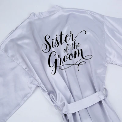 sister groom Sisbigdey; Соблазнительные туфли с серебряными халат пижамы для невест получать халат замужем невесты свадебное белье мама сестра из халат атласный - Цвет: sister groom