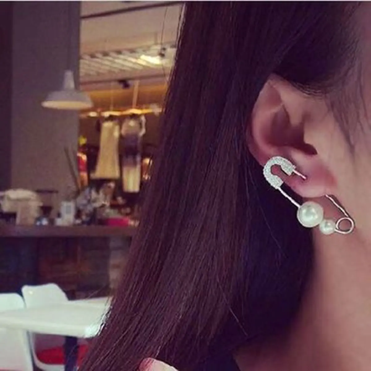 Doreen Box безопасные серьги серебряные стразы белый жемчуг 49 мм x 14 1 шт. новинка