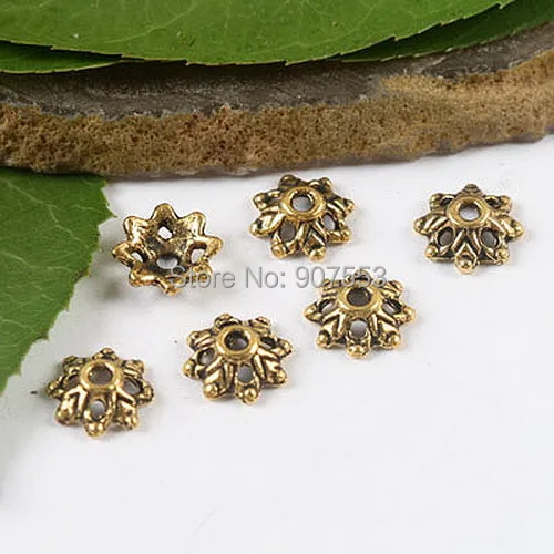 

200pcs dark gold-tone flower spacer beads caps h2074