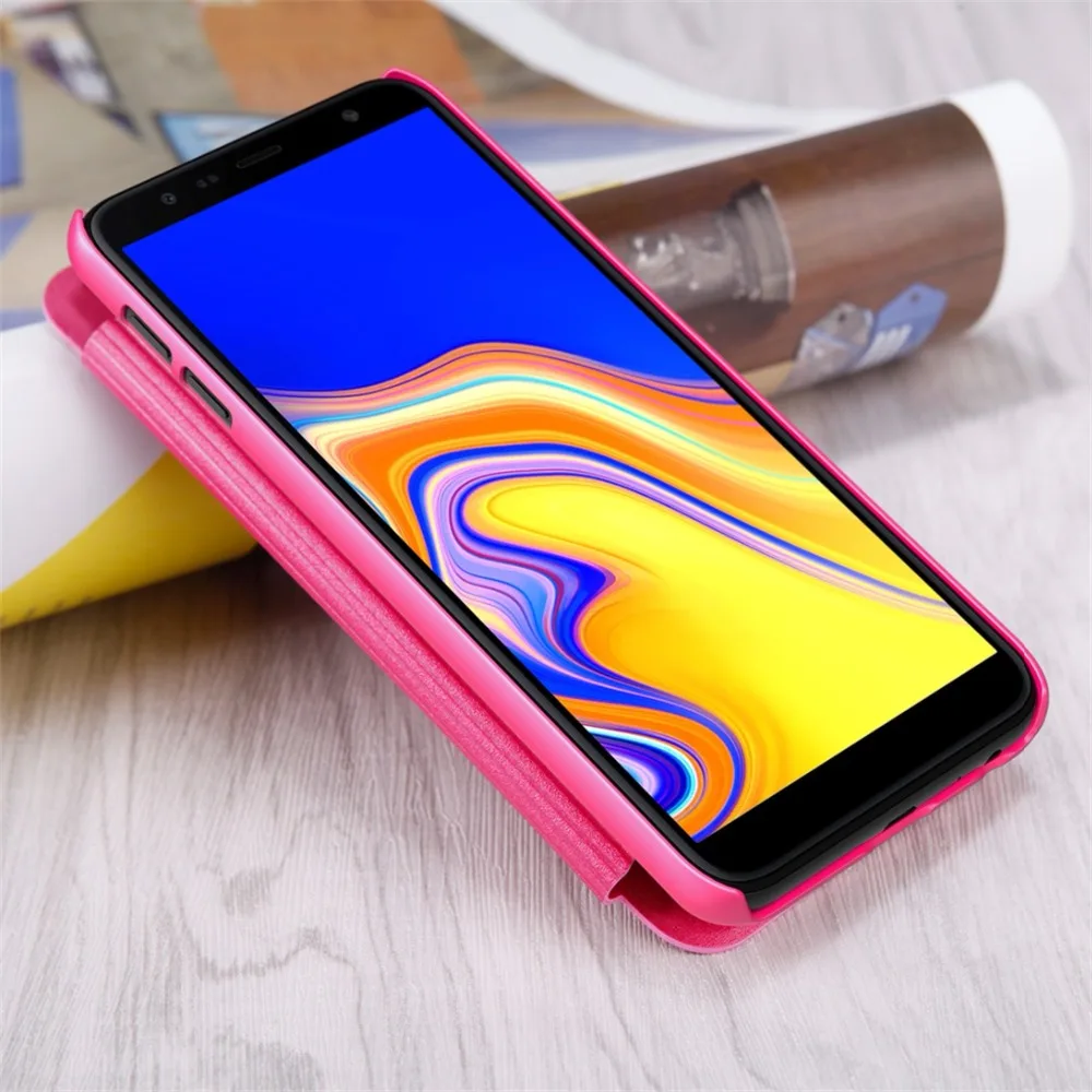 Для Samsung Galaxy J6+ J6 Prime Флип Чехол Nillkin Полное Покрытие Блеск супер тонкий PU Флип кожаный чехол Для Samsung J6 Plus
