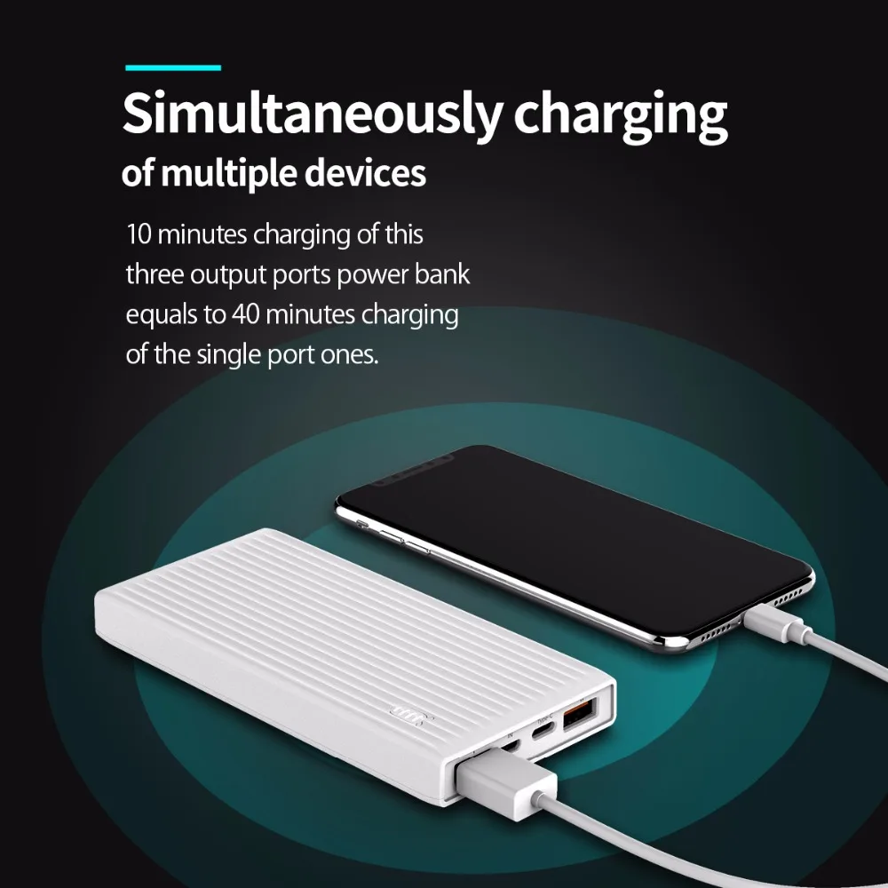 ORICO 10000 мАч Внешний аккумулятор Quick Charge 3 0 внешний BC1.2 три выхода 18 Вт макс зарядное