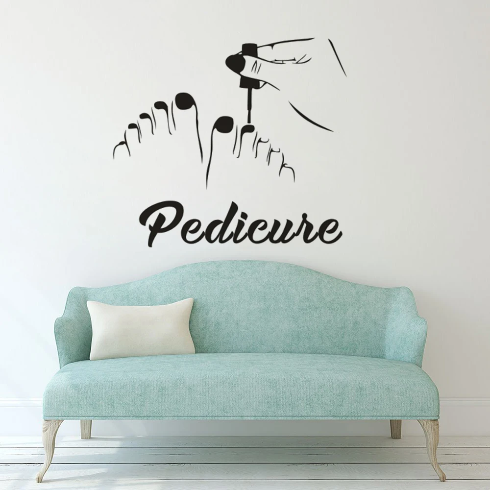 

Pedicure Nail Art Design Wall Sticker Manicure Nail Salon Vinyl Decals Pedicure Nails Make Up Wall Window Poster Décor AZ838