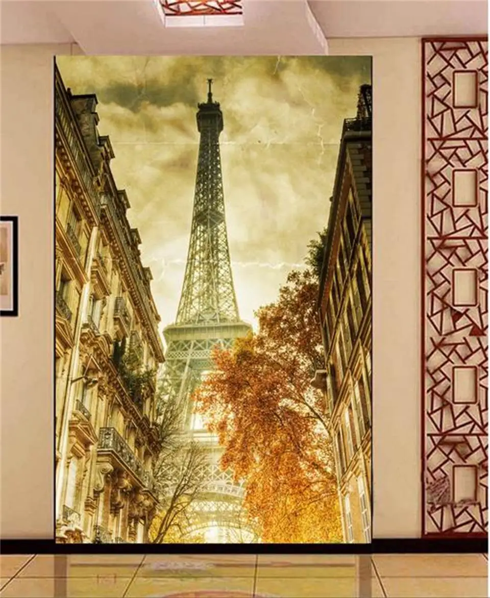 3d фото обои на заказ отделка крыльца под фреску гостиная Эйфелева башня картина