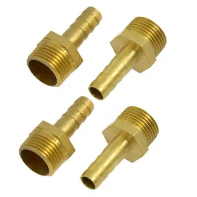 3/8" PT Thread 8mm Air Water Fuel Hose Brass Barb Fitting Adapter 5 Pcs