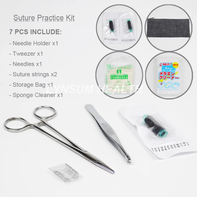 7 PCS Set Suture Practice Training Kit Medical Skin Model Suture Kit with Needle for Student Surgical Practice