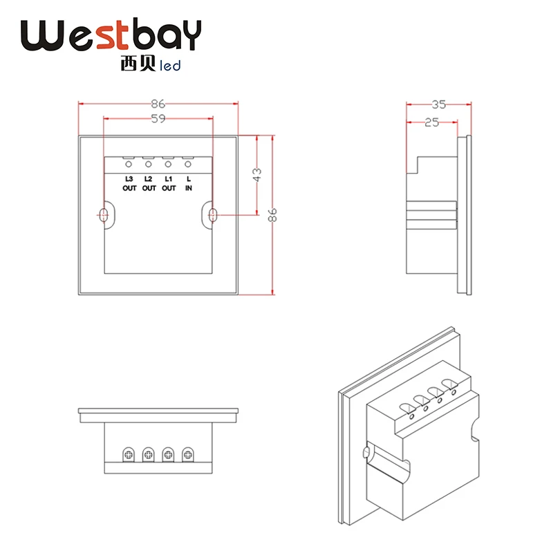 Westbay стеклянная панель сенсорный выключатель AC100 250V для дома светодиодный