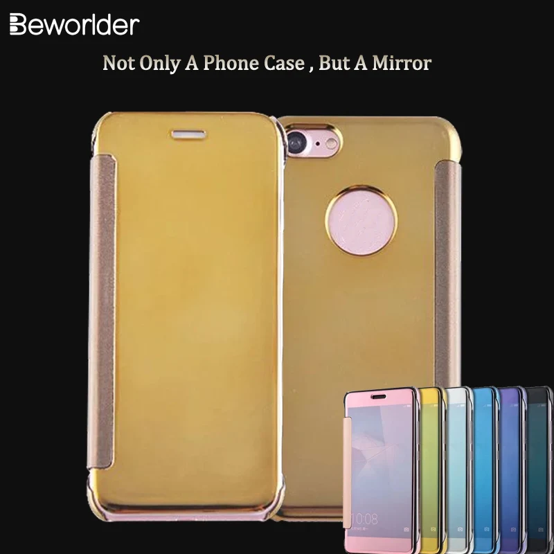 Beworlder для iphone 8 Plus чистый вид зеркало PU кожаный чехол флип Пластик крышка Iphone 5 5S se 5C