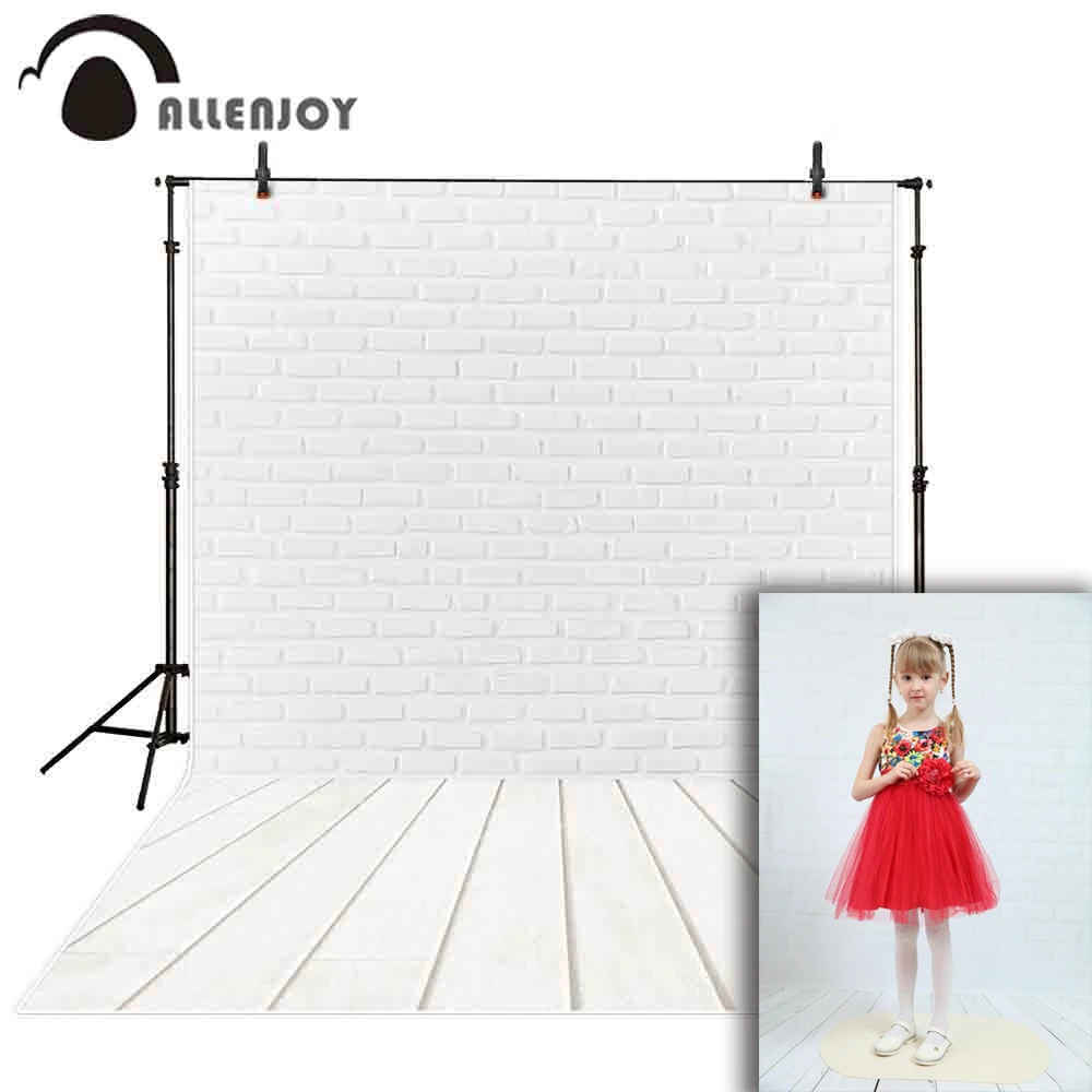 

Allenjoy Photo background white brick wall wood floor indoor photographic Background for photo backdrop studio fabric photocall