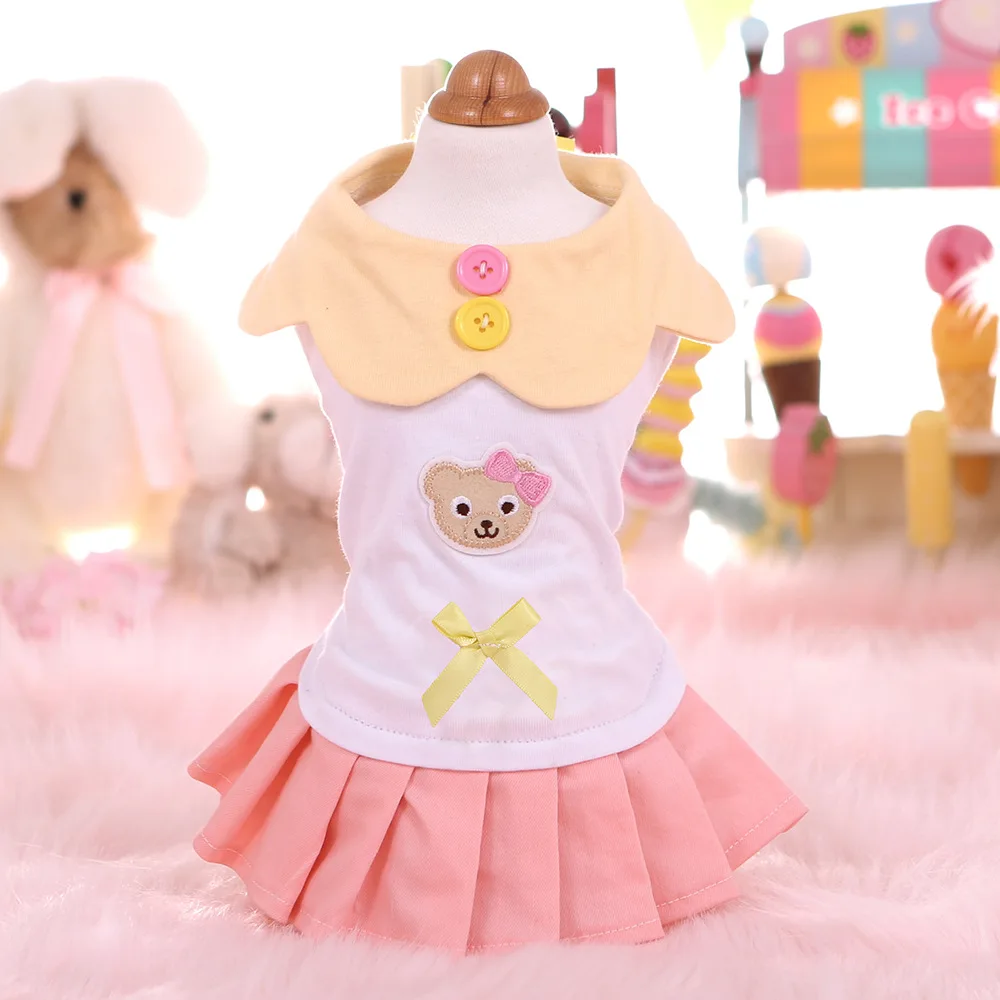 Розовые желтые платья с воротником для собак голубыми розовыми Юбками-пачками и