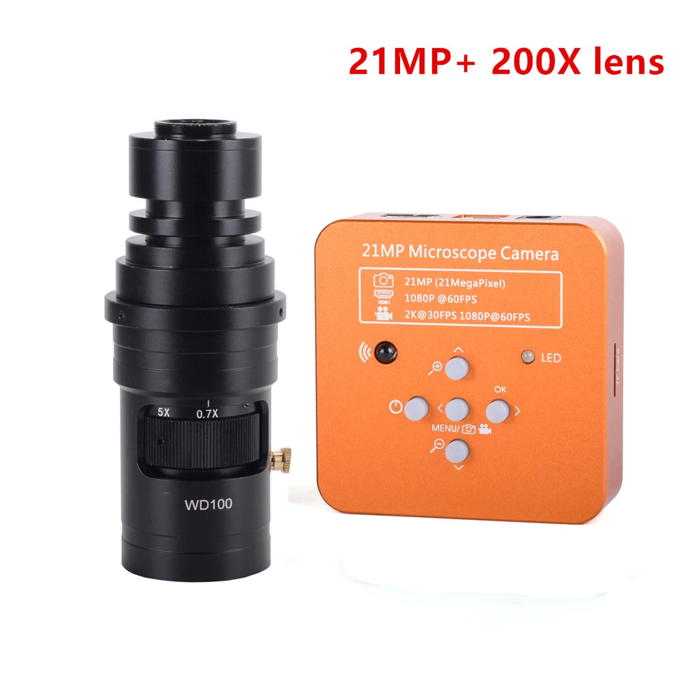 Full HD HDMI USB промышленный микроскоп камера 21MP 2K 1080P 60FPS 130X/180X/200X/300X C-Mount объектив для