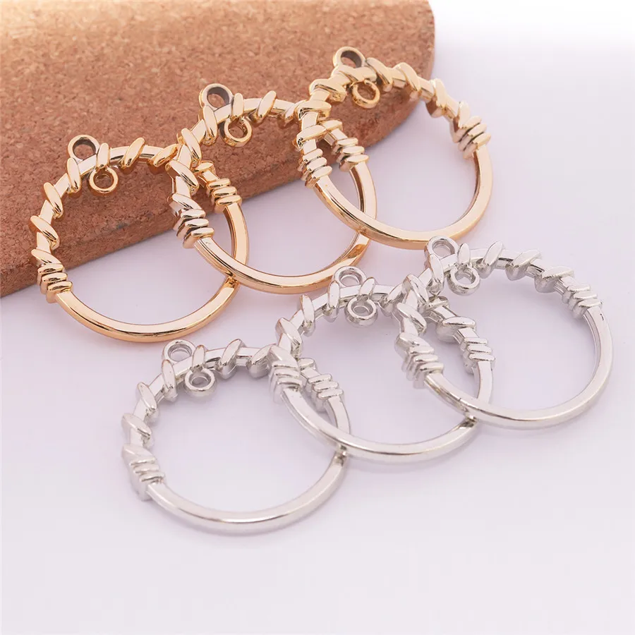 Lacoogh Double hole CCB circle small charm pendant for necklace bracelet making 34*36mm diameter 2.5mm jewelry finding | Украшения и