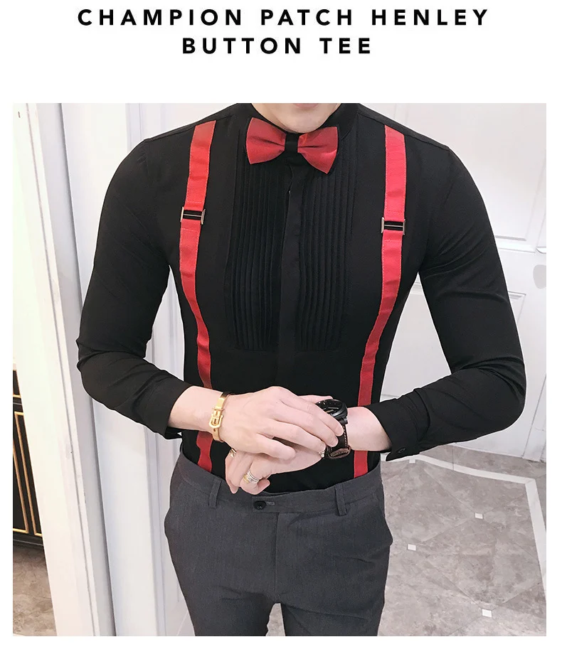 Галстук-бабочка, рубашка модные дизайнерские мужские рубашки Slim Fit черный, белый цвет Клубные вечерние платье для выступления на сцене Костюмы мужская одежда рубашка