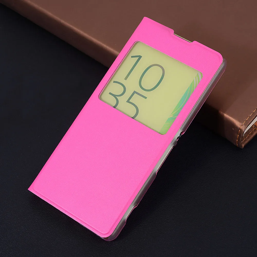 Rose Кожаный чехол-книжка для sony Xperia XA XperiaXA sony XA F3111 F3113 F3115 Dual F3112 F3116 чехол для телефона с прозрачным окошком - Цвет: Rose