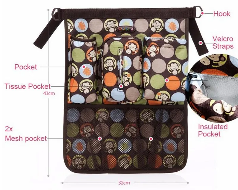 Колорлэнд диапер бэг бэйби нэппи строллер органайзер кулер термал хэнгинг кэрридж он.