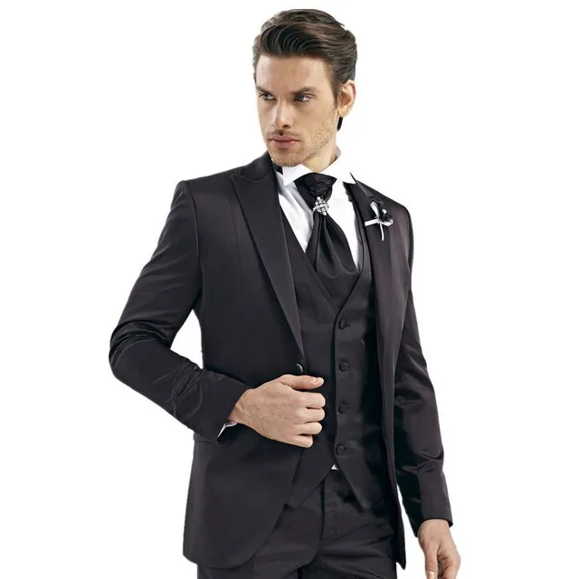 2018 блестящие черные мужские костюмы смокинги для шафера свадебные деловая
