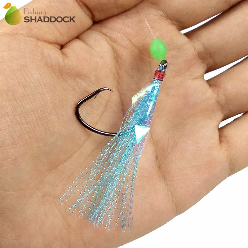 10pcs Fish Skin Bait Sabiki Rigs 2 Arm Big Sport Circle Hook Sea Fishing Light Blue Flasher For Herring | Спорт и развлечения
