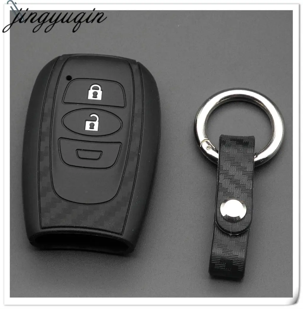 jingyuqin Carbon Silicone Car Smart Key Fob Case for Subaru Legacy Impreza Forester XV Trezia BRZ WRX Levorg Outback Fiber Cover