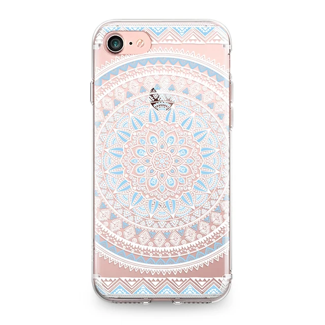 Прозрачный Цветочный Половина Мандала белый Кружево Pattern Мягкие TPU телефона