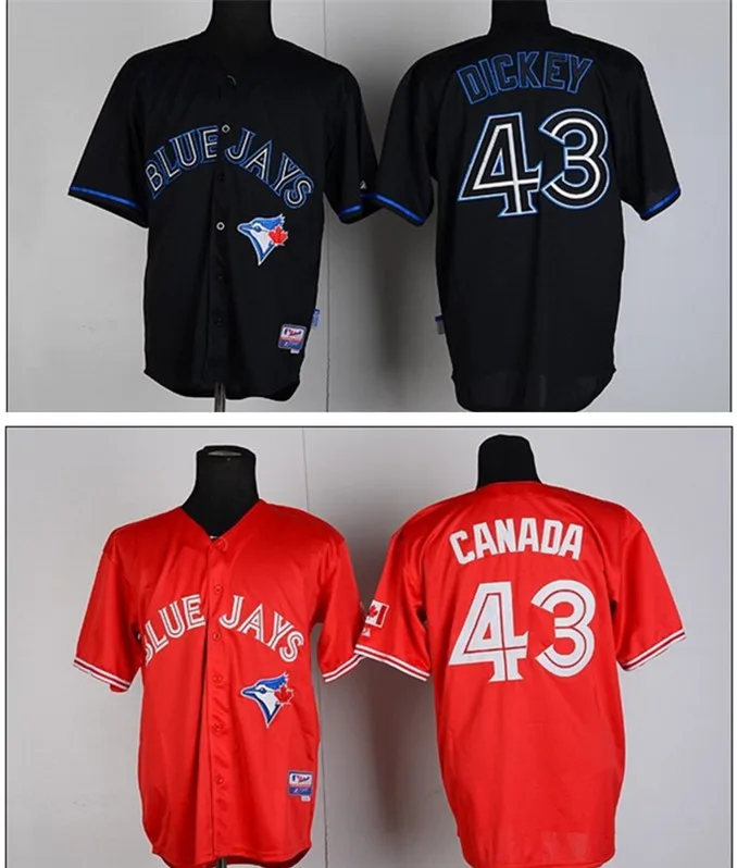 Free shipping 2014 new toronto blue jays #43 dickey black Cheap Jersey red[canada] Stitched Quality Baseball Wholesale|jersey mens|jersey