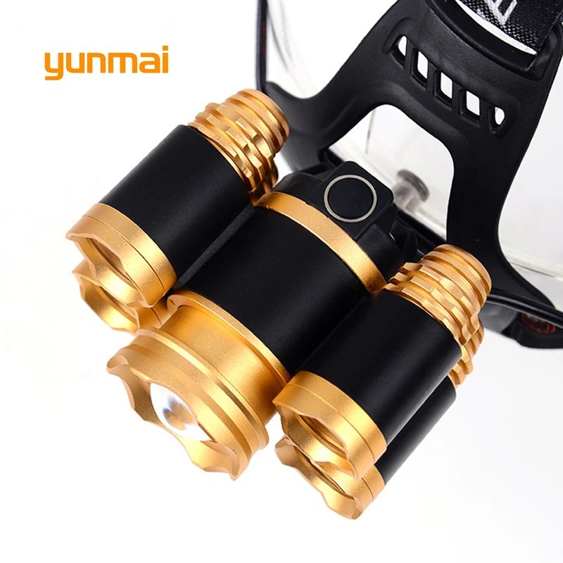 Yunmai 5 LED налобный фонарь новый T6 + 4 * XPE фара 20000 люменов светодиодная для кемпинга