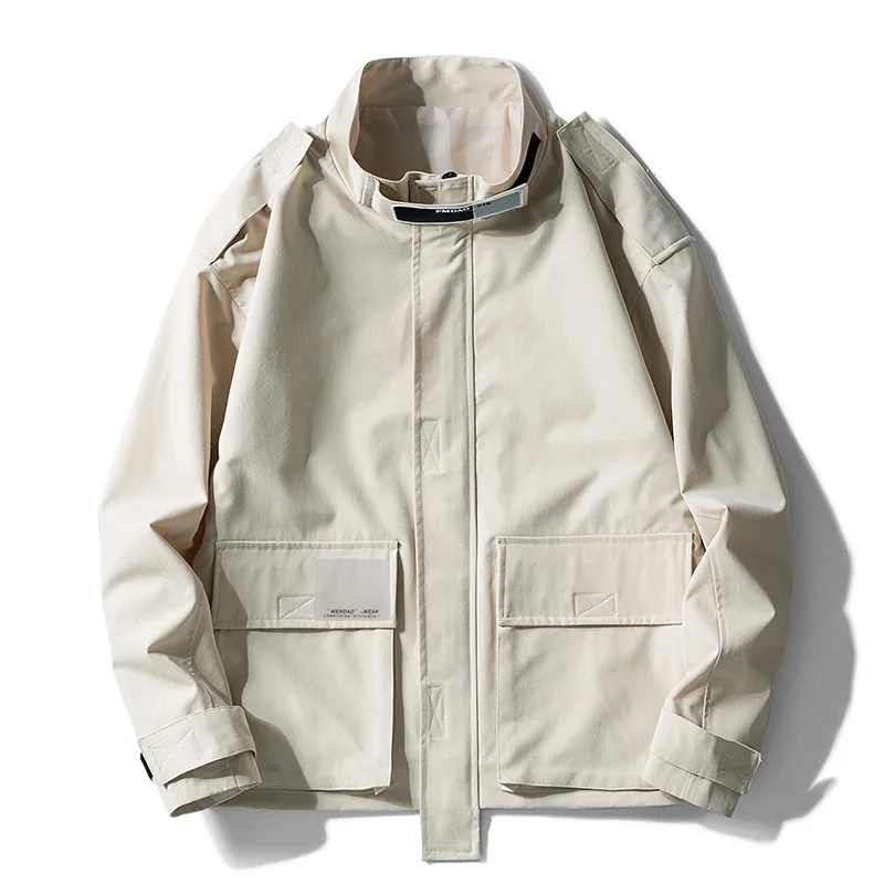 9007 Cream-color Новинка весны, мужская куртка, модная, с буквенным принтом, в стиле хип-хоп, уличная одежда, куртка, Мужская ветровка, куртка с капюшоном, пальто 9005 - Цвет: 9007 Cream-color