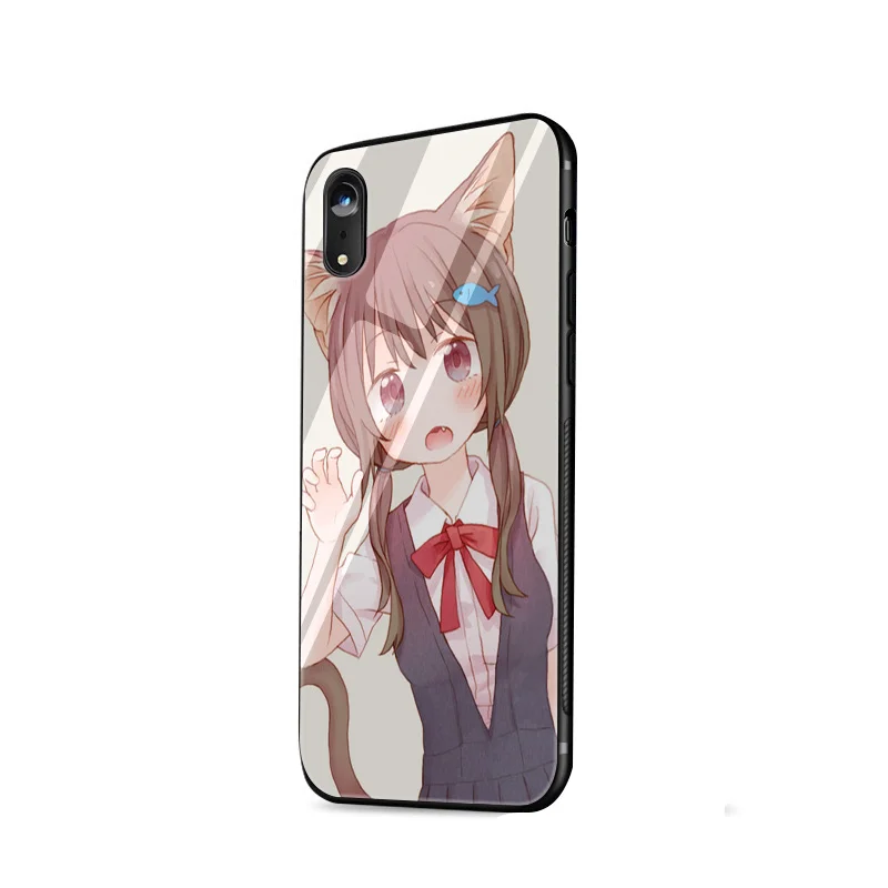 Чехол Desxz аниме Kawaii glass чехол для iphone 5 5s se 6 6s 7 8 Plus X XR XS Max |