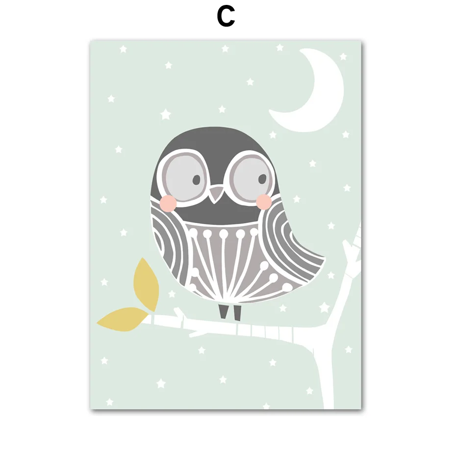 

Nordic Poster Cartoon giraffe Bird Flower Wall Art Canvas Posters And Prints Canvas Painting Wall Pictures For Kids Room Decor