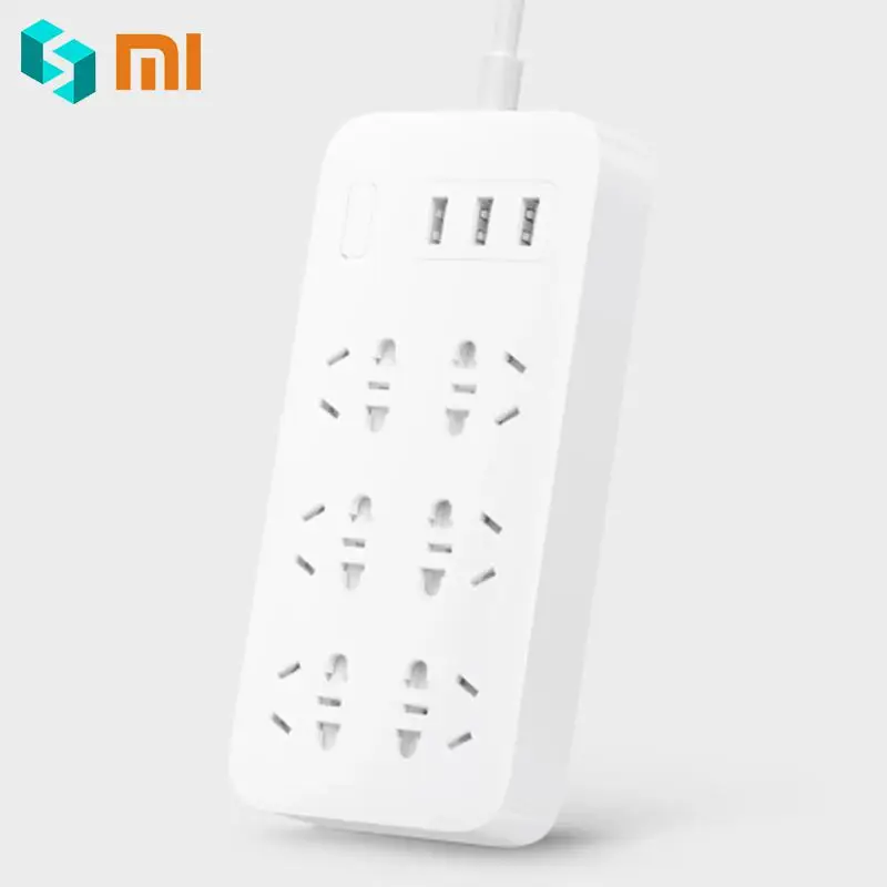 Xiao mi jia блок питания Базовая версия 6 розеток С 3 5 в 2.1A Быстрая зарядка usb порты белый mi разъем сплошной цвет
