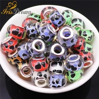 10pcs large hole round loose spacer glass resin beads fit pandora bracelet bangle women snake chain necklace for jewelry making