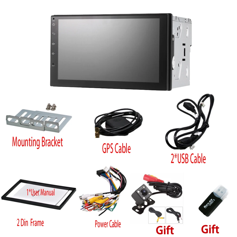 Автомобильный DVD плеер 7 дюймов 2DIN Android 7.1.1 GPS Wifi Bluetooth радио четырехъядерный