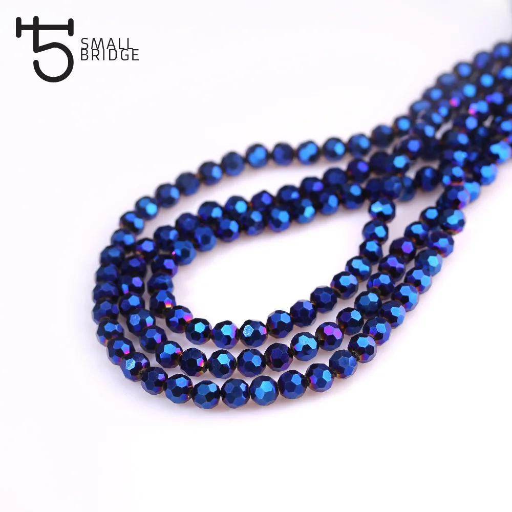 4 6 8mm Silver colour Plating Ball Crystal Beads for Jewelry Making Bracelet Diy Perles Loose Faceted Glass Bead Wholesale Z169 images - 6