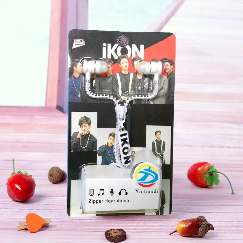 [MYKPOP]IKON на молнии с микрофоном наушники вкладыши для ПК коллекция аксессуаров Mp3