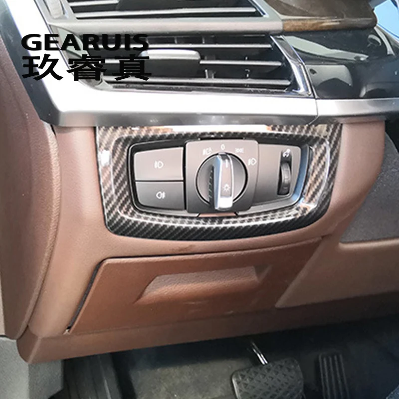 

Car Styling Carbon fiber Headlight Switch Buttons Decorative panel Cover Stickers Trim For BMW 5 Series F10 F18 Auto Accessories
