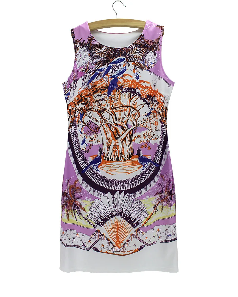 Синее платье без рукавов винтажное 2015 длиной до колена прямое летнее с о-вырезом